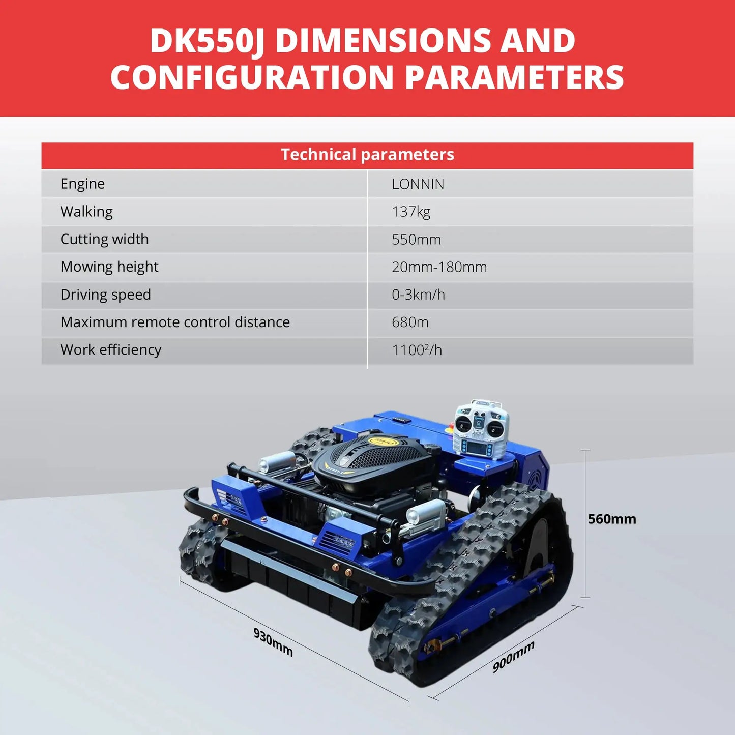 R550 Smart Remote Lawn Mower 170KG Heavy Machine 45° Climb Long Runtime CE Certified US Stock Free Delivery by Beastly Survival Outlet