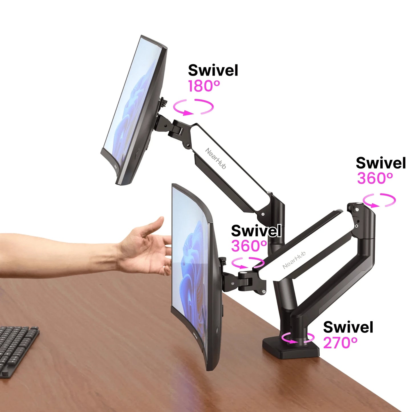 Nearhub 13-32 Inch Dual Arm Monitor Stand Desk Mount Easy Install