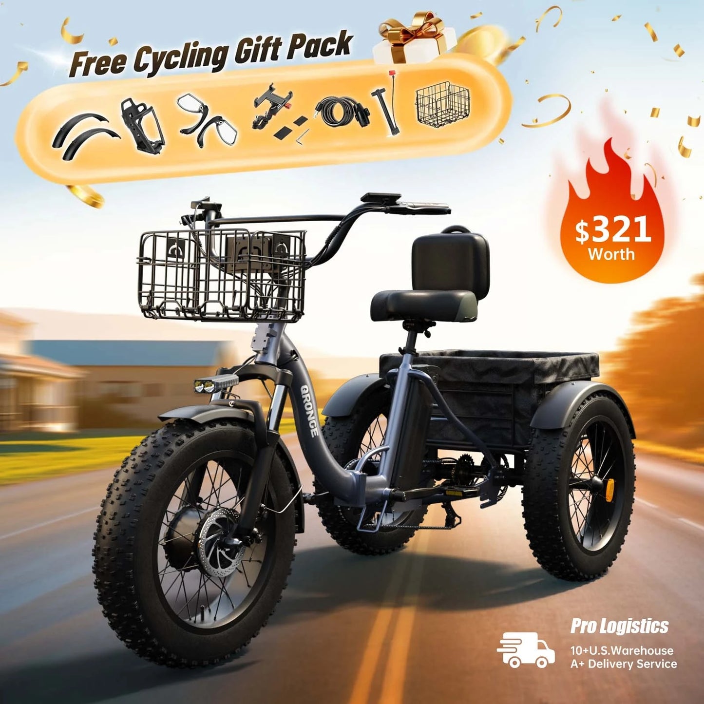 QRONGE Lava Electric Tricycle Folding Fat Tire Ebike Pro Max by Beastly Survival Outlet