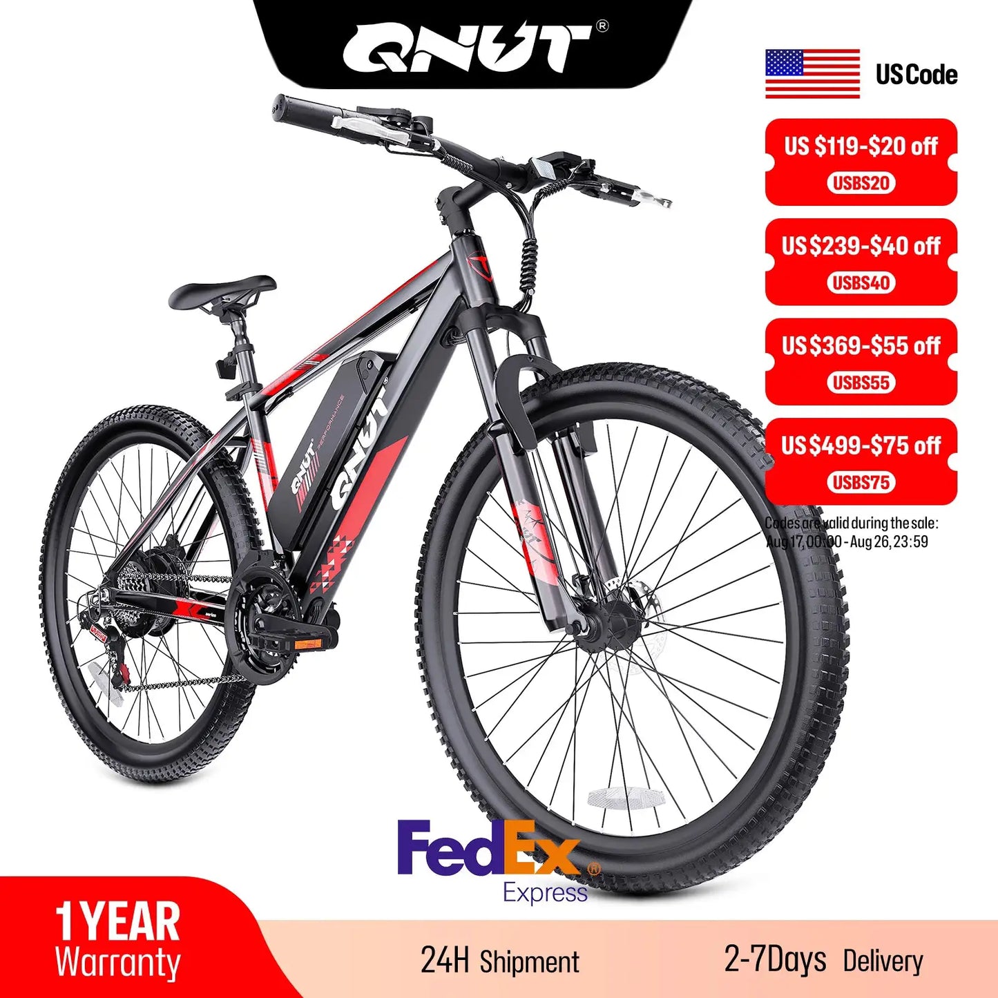 QNUT Adults Electric Bicycle,26" Electric Mountain Bike with 36V 10.4AH Battery Peak 1000W Motor,21 Speed Commuter Ebike for Adults by Beastly Survival Outlet