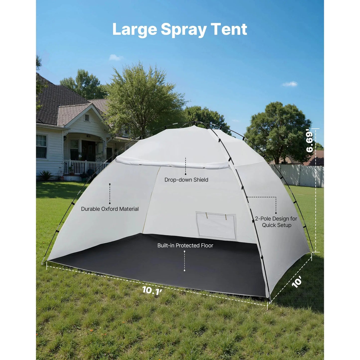 SucceBuy Portable Paint Booth Tent Painting Tent Station Spray Shelter w Built-in Floor Large Space Oxford Spray Painting Tents by Beastly Survival Outlet