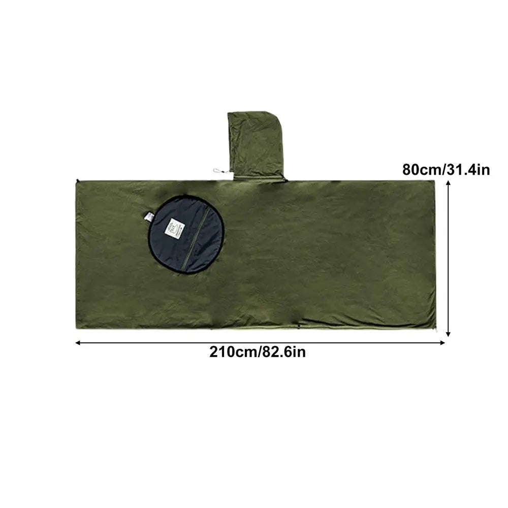 Wearable Sleeping Bag Poncho For Camping Hooded Fleece Blanket Warmth Cotton Filling Adult Standard Length 1.8m