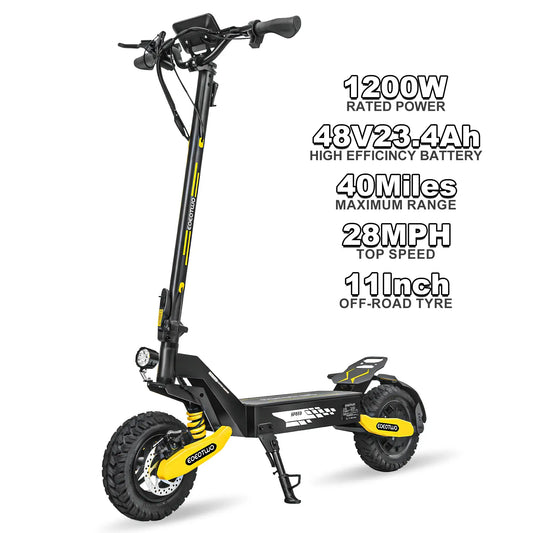 EOEOTWO 1200W Off Road Electric Scooter for Adults 48V Long Range E-Scooter 30MPH Fast Speed 11" Tubeless Tire Foldable Kick Scooter by Beastly Survival Outlet