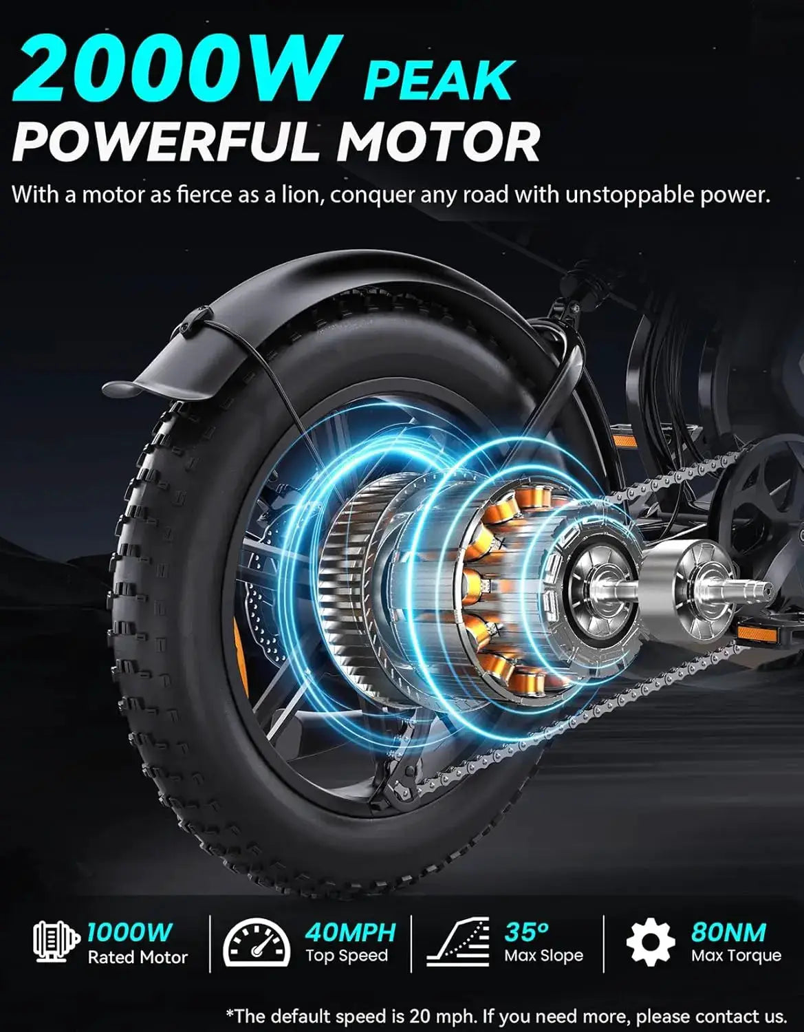 DTTZH Electric Bike for Adults, 2000W Peak 40MPH 48V 25Ah Removable Battery, 20"x4.0" Fat Tire Full Suspension 7-Speed E-Bike, NFC Unlock, UL 2849 Certified, 1 Year Warranty by Beastly Survival Outlet
