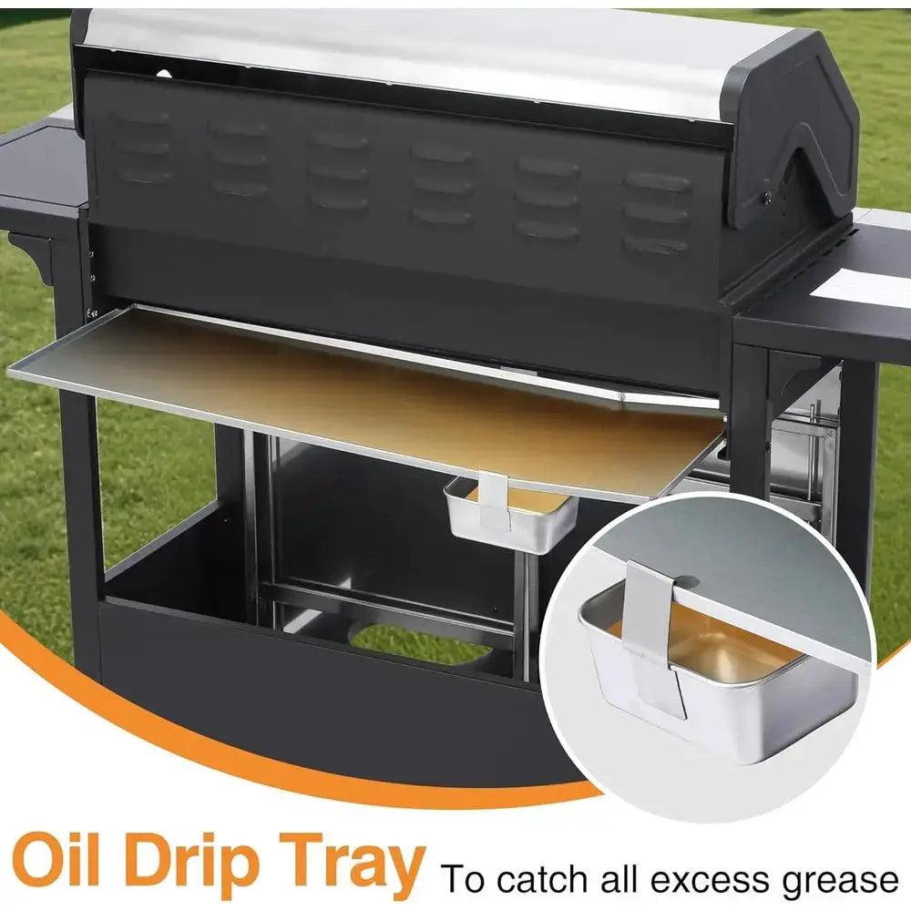 Large 6-Burner Propane Gas Grill with Side Burner, Cast Iron Grates, Plate, Lid, Warming Rack, 620 Sq. In. Cooking Area for Back by Beastly Survival Outlet