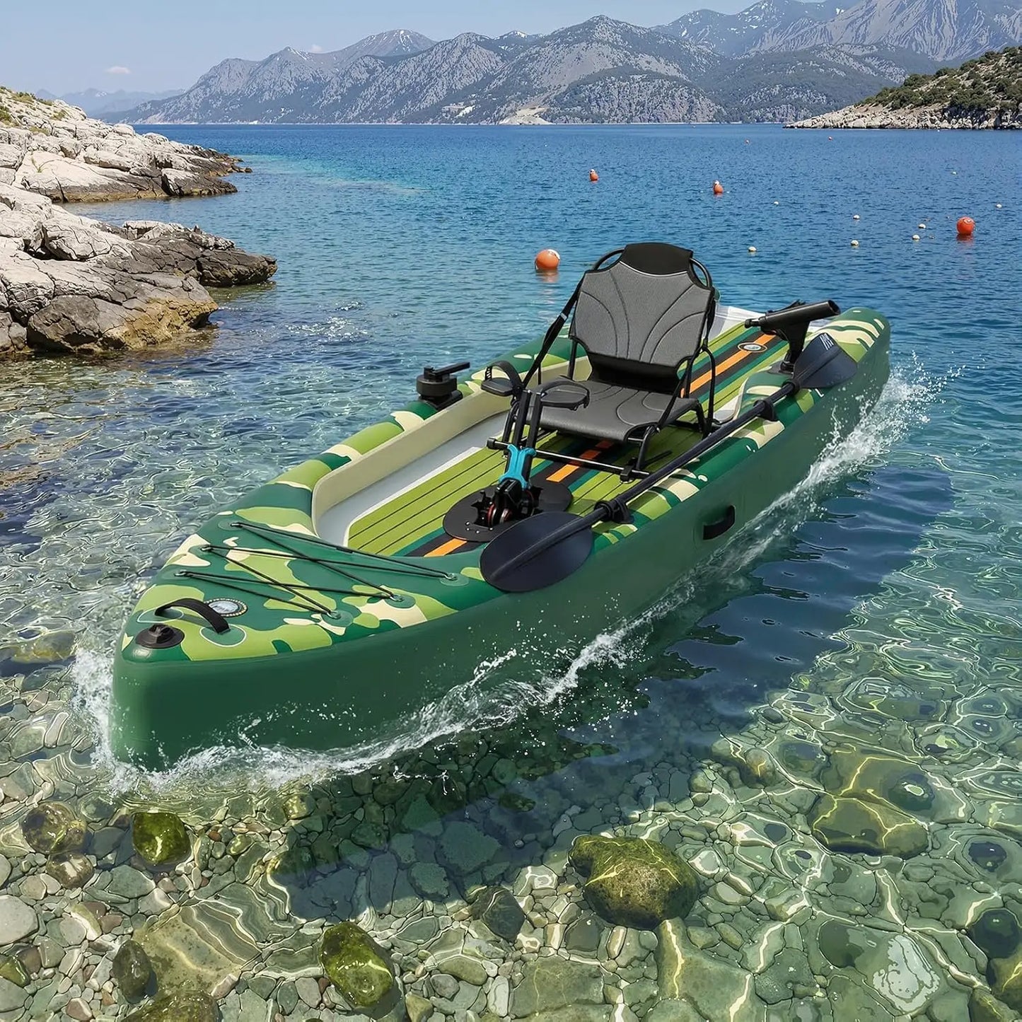 Inflatable Pedal Kayak 12ft With Rudder Fishing Setup EliteX