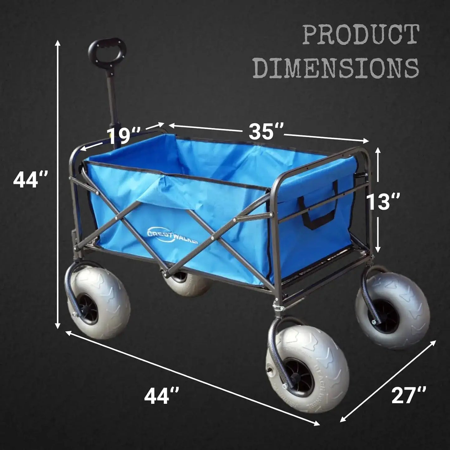 Beach Wagon with Balloon Wheels and Folding Chair Racks Collapsible Cart with Big Wheels for Sand Heavy Duty 300 lbs Capacity by Beastly Survival Outlet