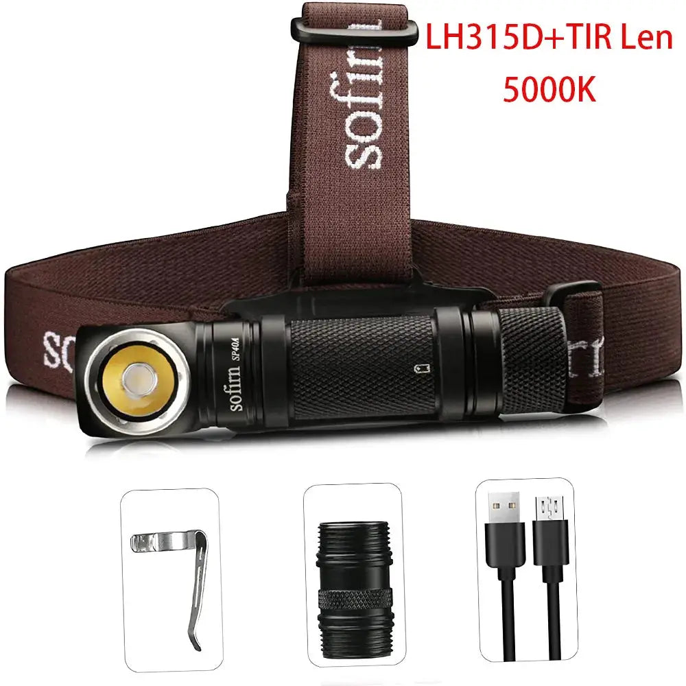 SOFIRN SP40A Headlamp Rechargeable TIR Optics Lens LED 18650 USB Head Lamp 1200lm Torch with Magnet Tail Cap by Beastly Survival Outlet
