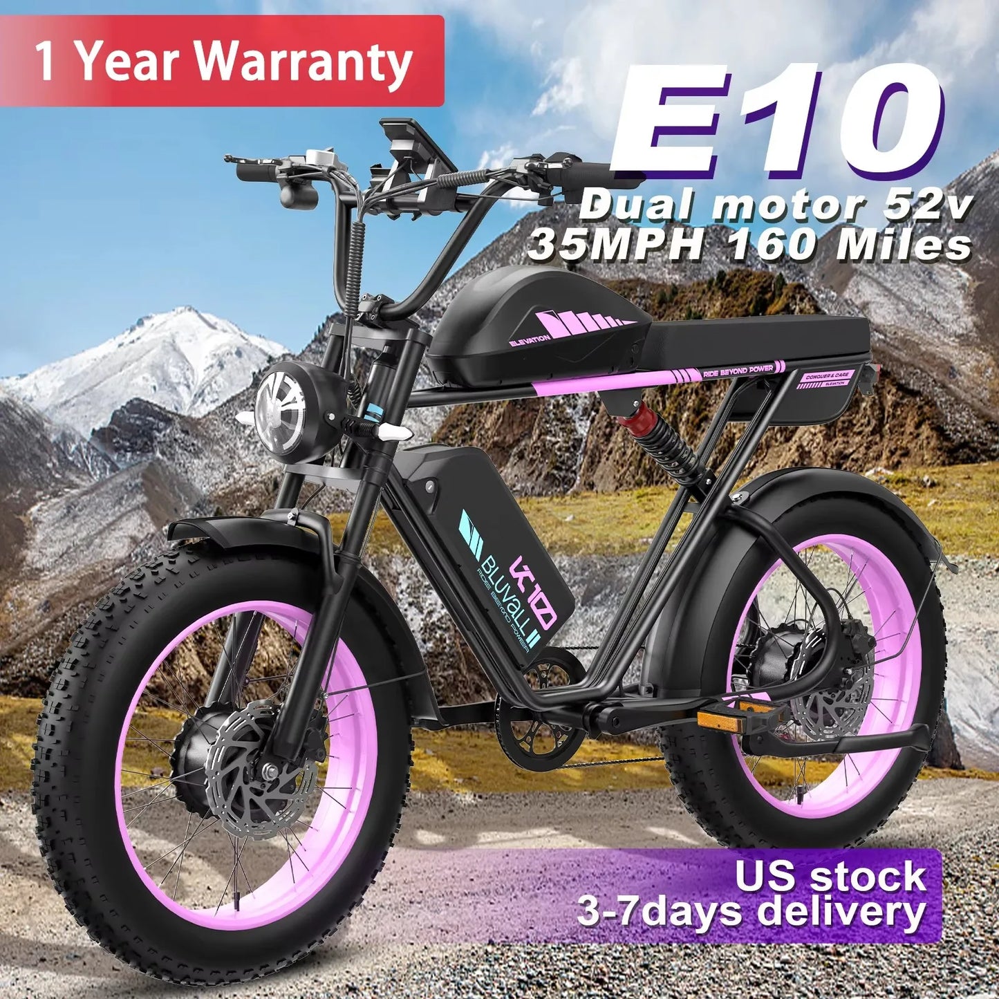 Moobelo 2000W Fat Tire Ebike With Removable 52V Battery Pack