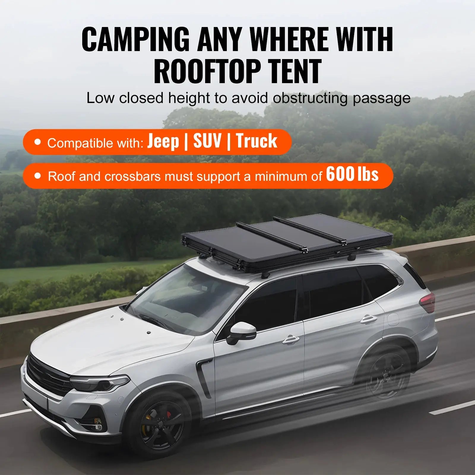 SucceBuy Rooftop Tent Hard Shell Roof Top with Telescopic Ladder Thick Mattress Waterproof Windproof for Jeep Van Pickup Truck by Beastly Survival Outlet