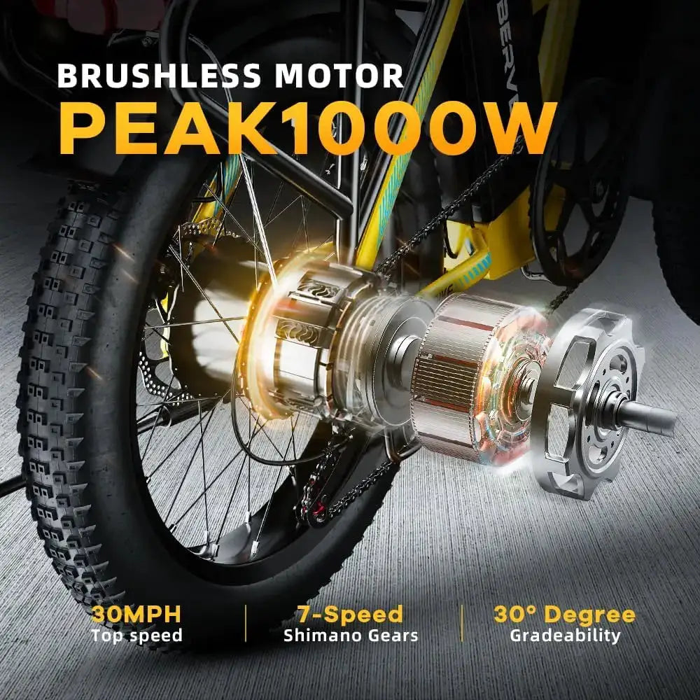 Cybervelo 1000W Electric Bike for Adults 48V 20.8Ah Large Removable Battery Foldable 20 Inch Fat Tire Urban Commuting Mars700 by Beastly Survival Outlet