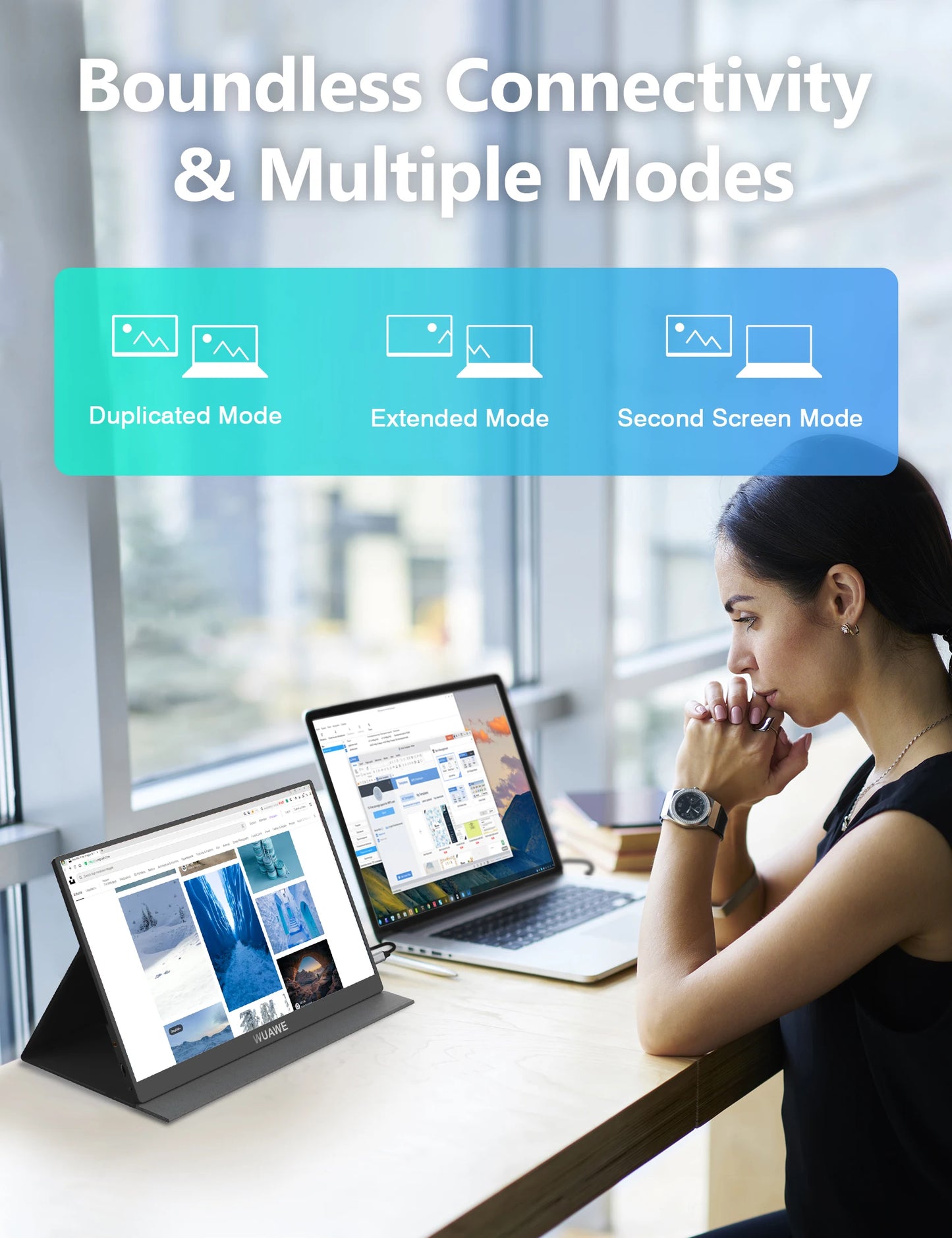 WUAWE 15.6 Inch Portable 1080p USB C HDMI Monitor Hdri Screen