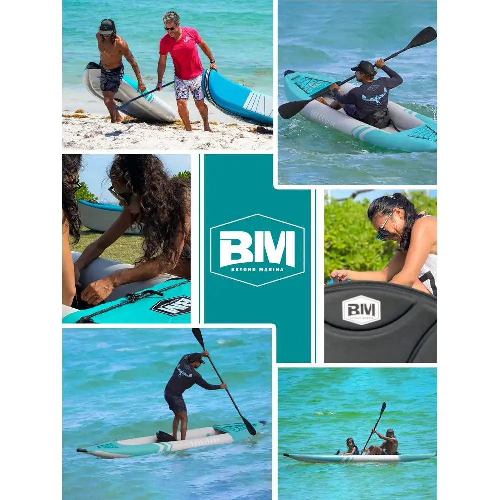 Kayak 2 Person Adult Tandem Kayak With Drop Stitch Floor, Touring Kayak With Aluminum Paddles, Seats, Footrests,Pump,Fins Custom by Beastly Survival Outlet