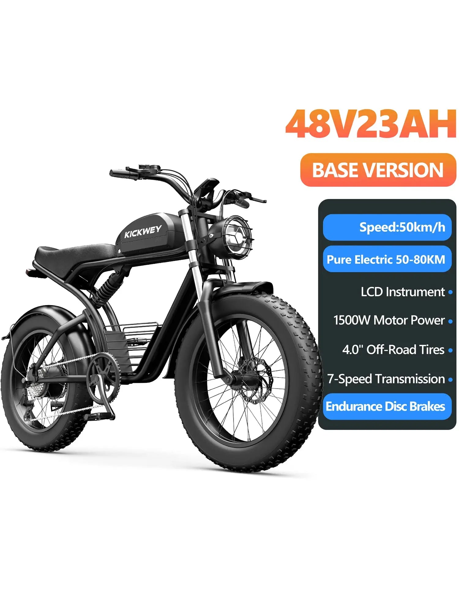 KICKWEY K7 Electric Bike, 3000W Off-Road Electric Bicycle, Full Suspension E-Bike, 20" Fat Tire All-Terrain Electric Dirt Bike by Beastly Survival Outlet