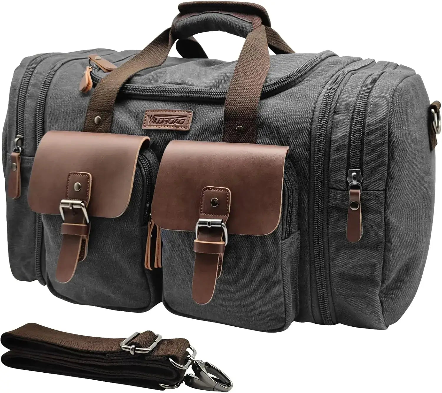 Expandable 60L Canvas Leather DuffleBag Waterproof Weekender by Beastly Survival Outlet