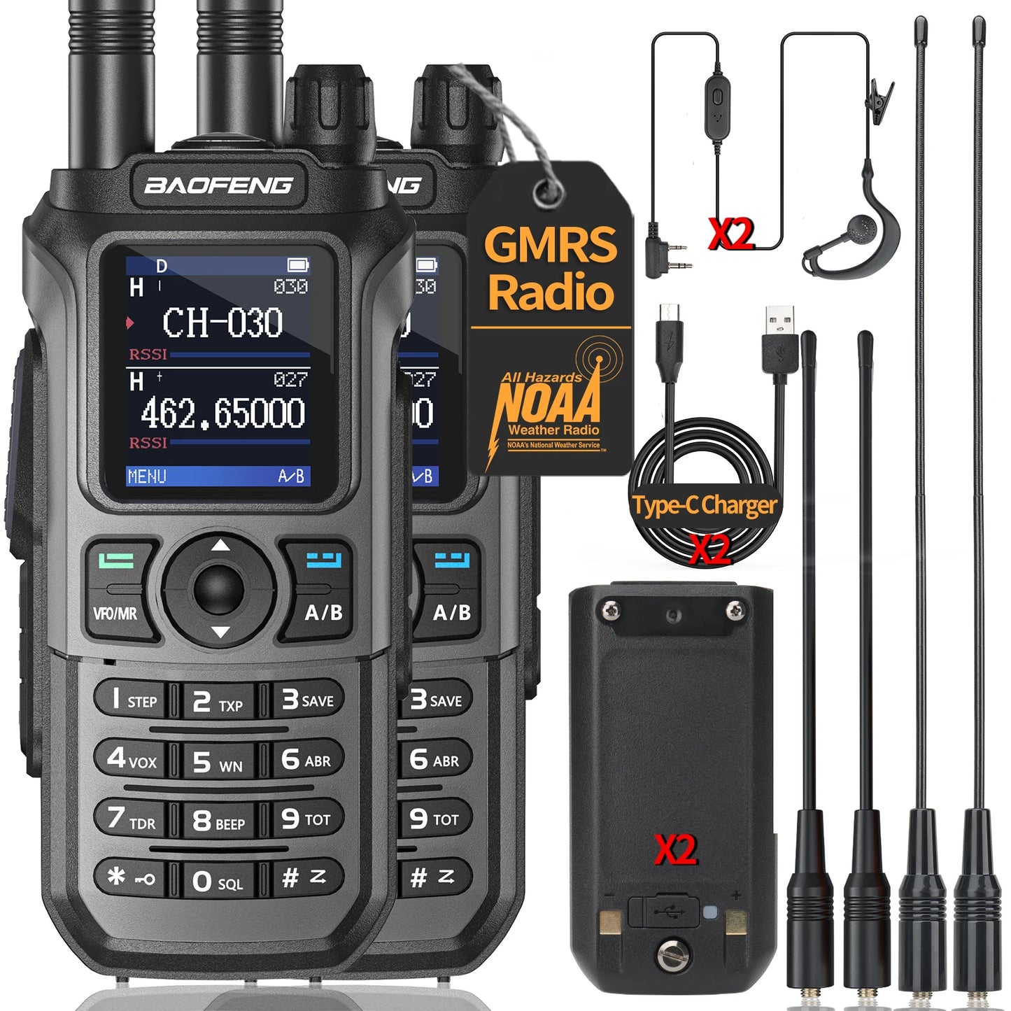 Baofeng GM21 GMRS Walkie Talkie Type C UV21 Pro Ham Radio