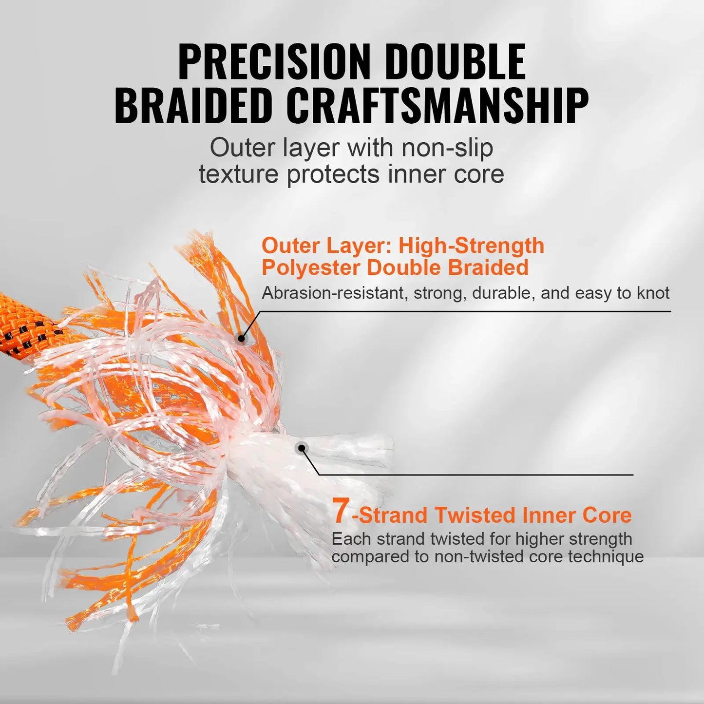 SucceBuy 120ft Dual-Weave Polyester Cord 3/8 1/2in 48-Strand Multi-Use Rope for Arborist Activities Outdoor Adventures Versatile by Beastly Survival Outlet