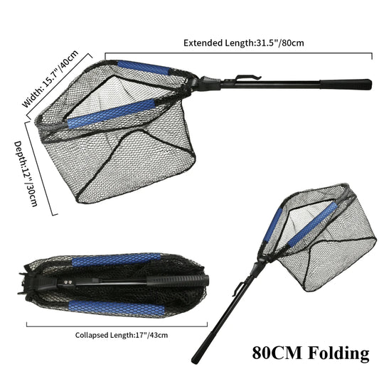 Collapsible Fishing Landing Net With Telescoping Pole Handle