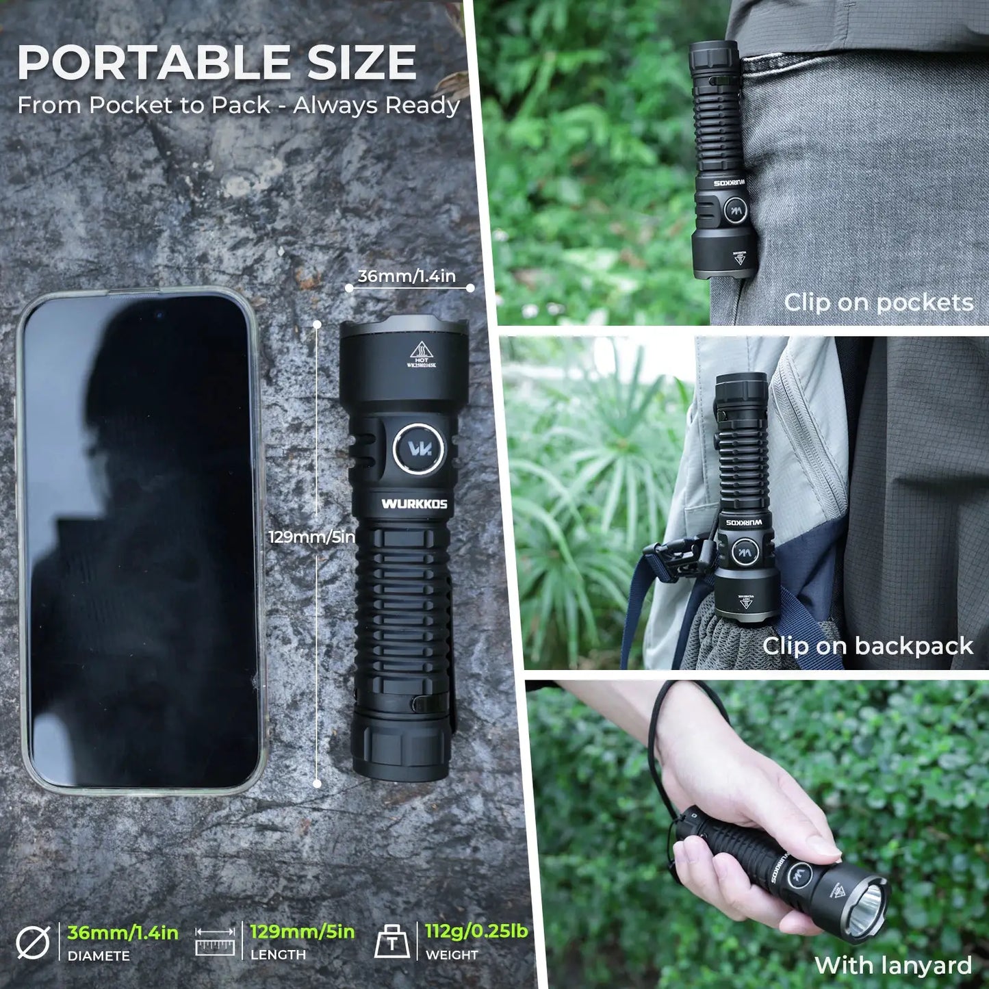 Wurkkos TS28 Tactical Flashlight Magnetic Tail Switch 21700 Rechargeable USB-C Port 3200 Lumens Portable Flashlight by Beastly Survival Outlet