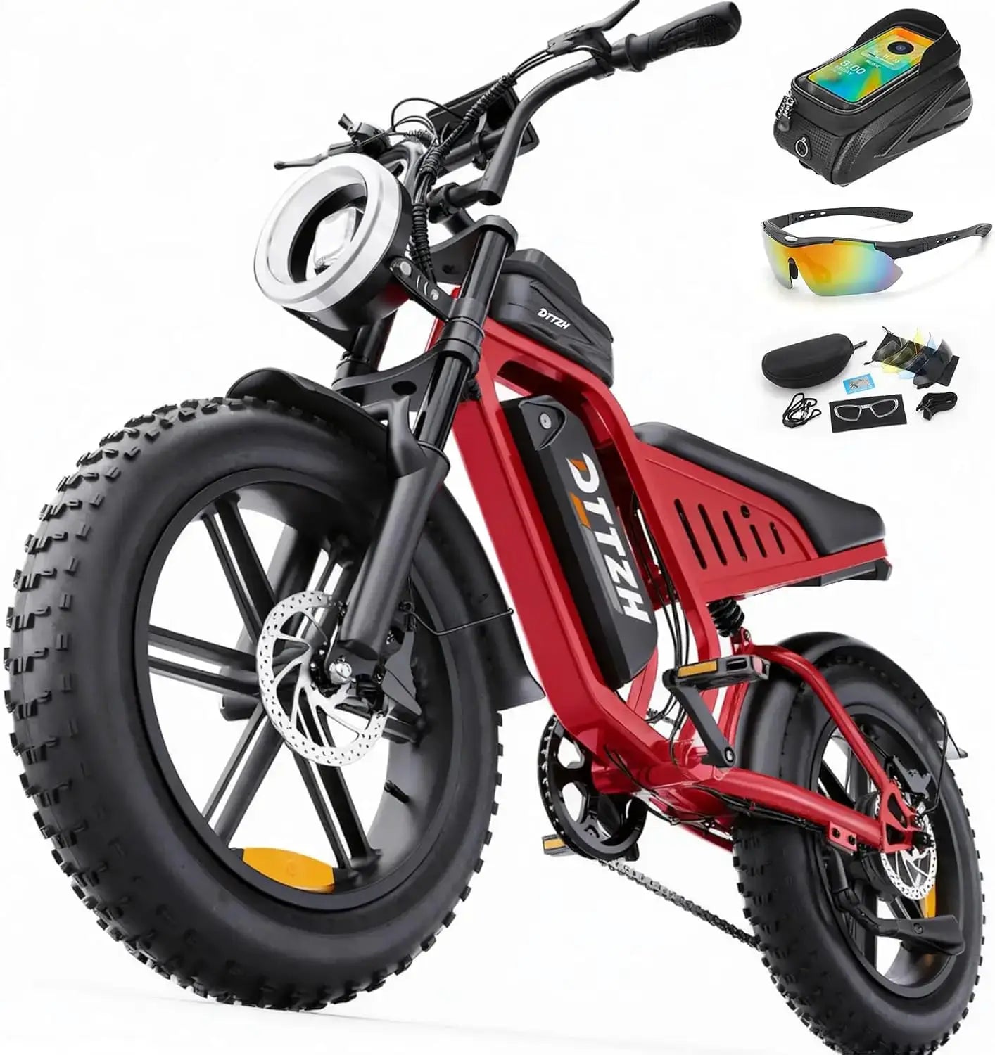 DTTZH Electric Bike for Adults, 2000W Peak 40MPH 48V 25Ah Removable Battery, 20"x4.0" Fat Tire Full Suspension 7-Speed E-Bike, NFC Unlock, UL 2849 Certified, 1 Year Warranty by Beastly Survival Outlet