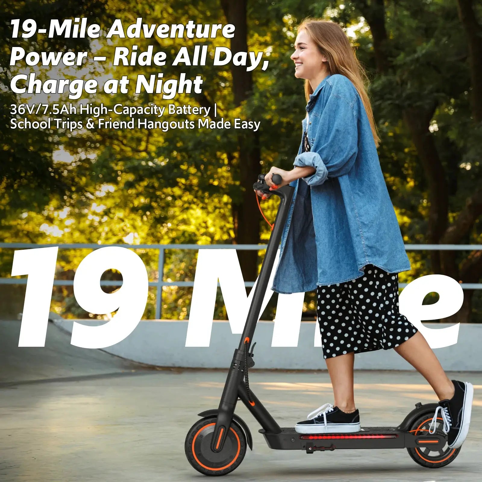 Electric Scooter Adults, 550W Motor, 19 Miles Range 19 MPH, UL Certified Folding E-Scooter for Adults Built-in Side Lights, Front Suspension with App Control by Beastly Survival Outlet