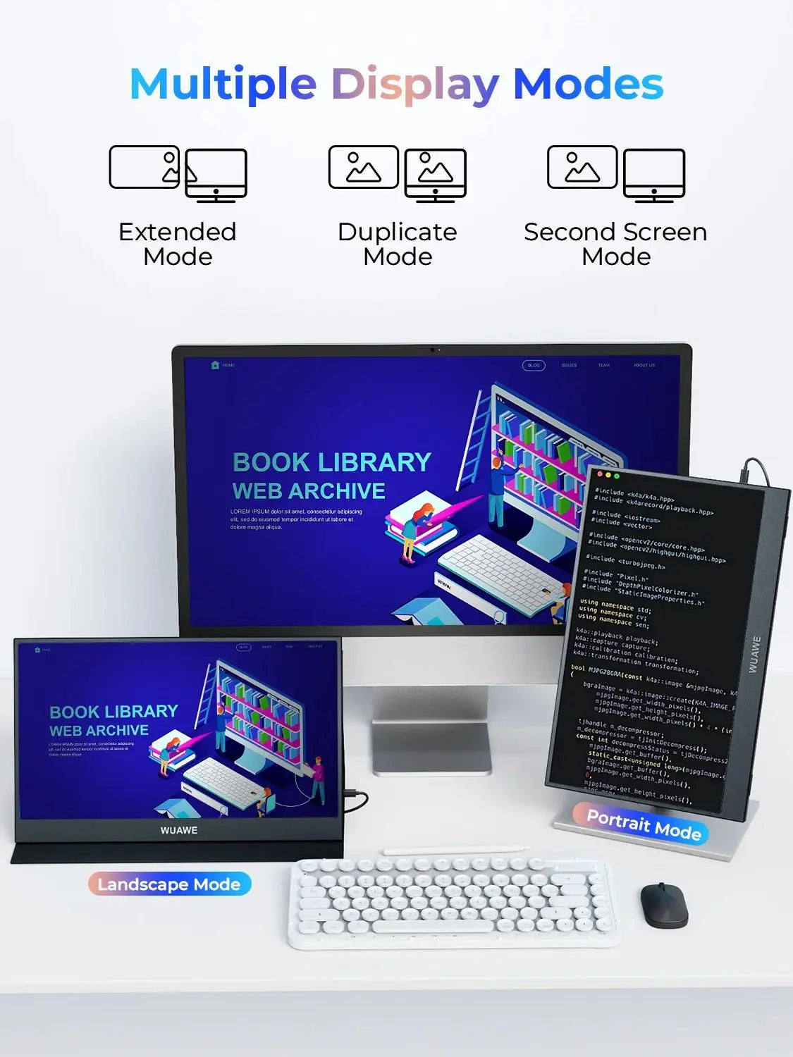 WUAWE 15.6 Inch Portable 1080p USB C HDMI Monitor Hdri Screen