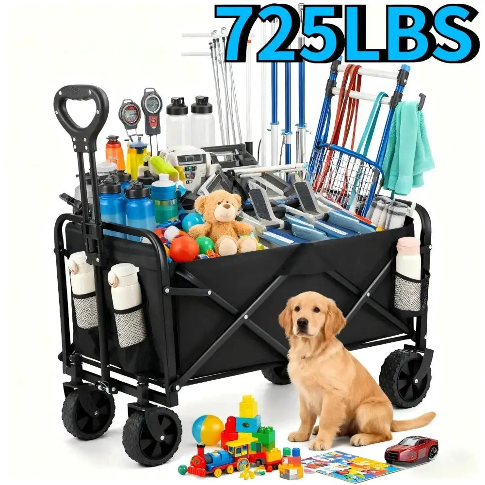 Collapsible Wagon Cart All Terrain Wheels Heavy Duty Grocery by Beastly Survival Outlet