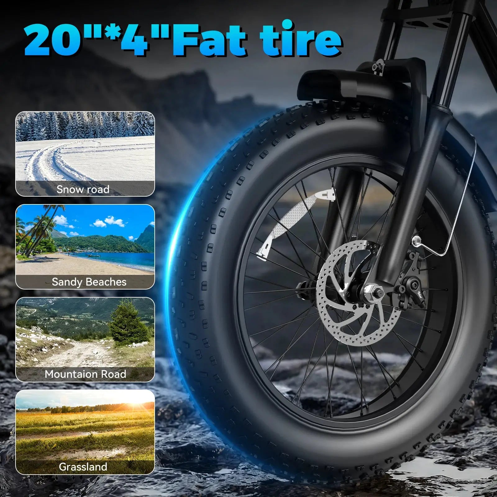 Ridstar Q50LITE 1500W Electric Bike for Adults Max 31MPH Battery 48V 15.6AH E-Bike Electric Bicycle 20x4" Fat Tire Mountain Bike by Beastly Survival Outlet