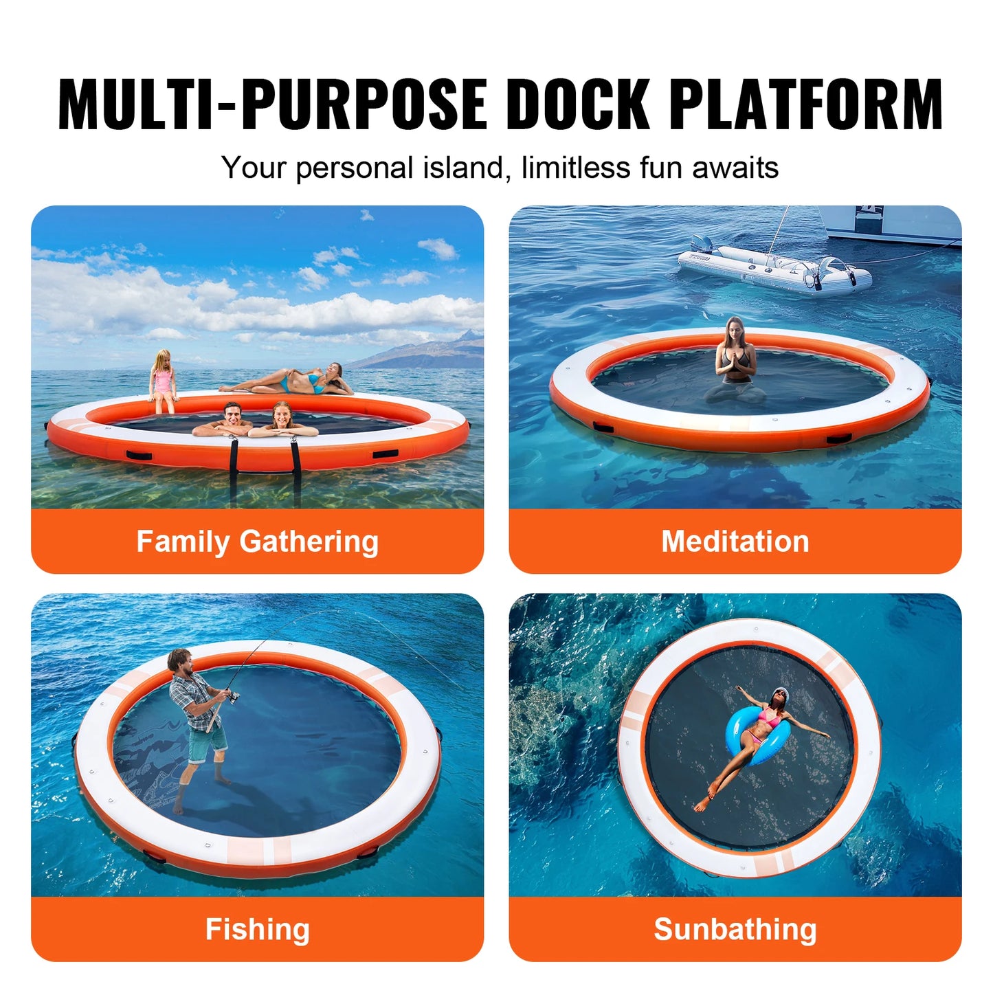 SucceBuy Inflatable Floating Dock 10x8 Ft With Ladder