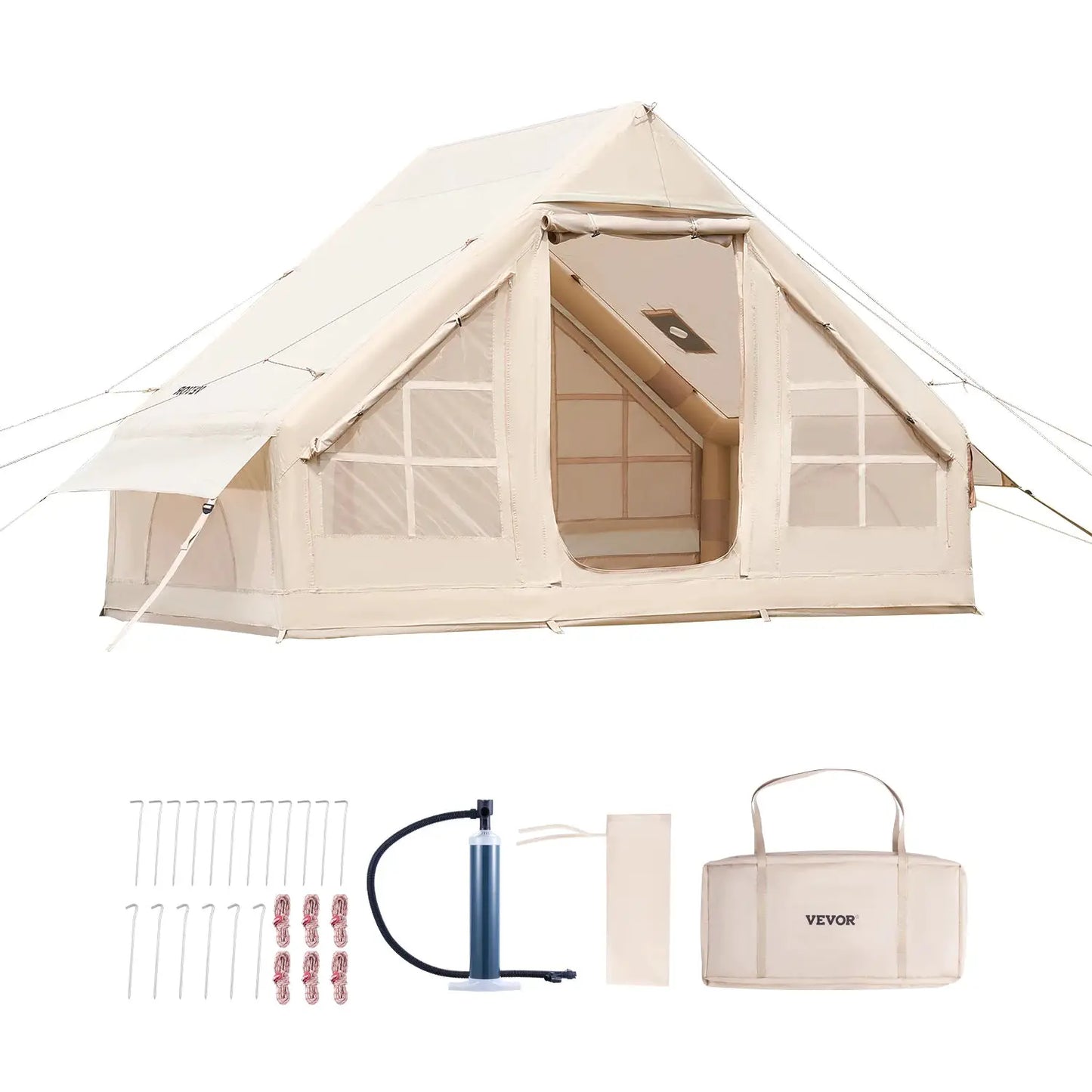 SucceBuy Inflatable Tents for Camp Easy Setup Blow up Tent with Hand Pump 300D Oxford Tent with Stove Jack Storage Bag Included by Beastly Survival Outlet