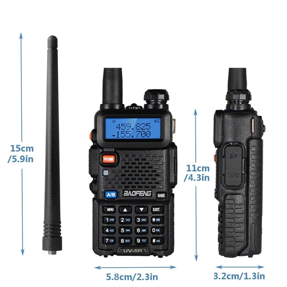 Baofeng UV 5R Dual Band 5W Walkie Talkie 2 Pack Long Range