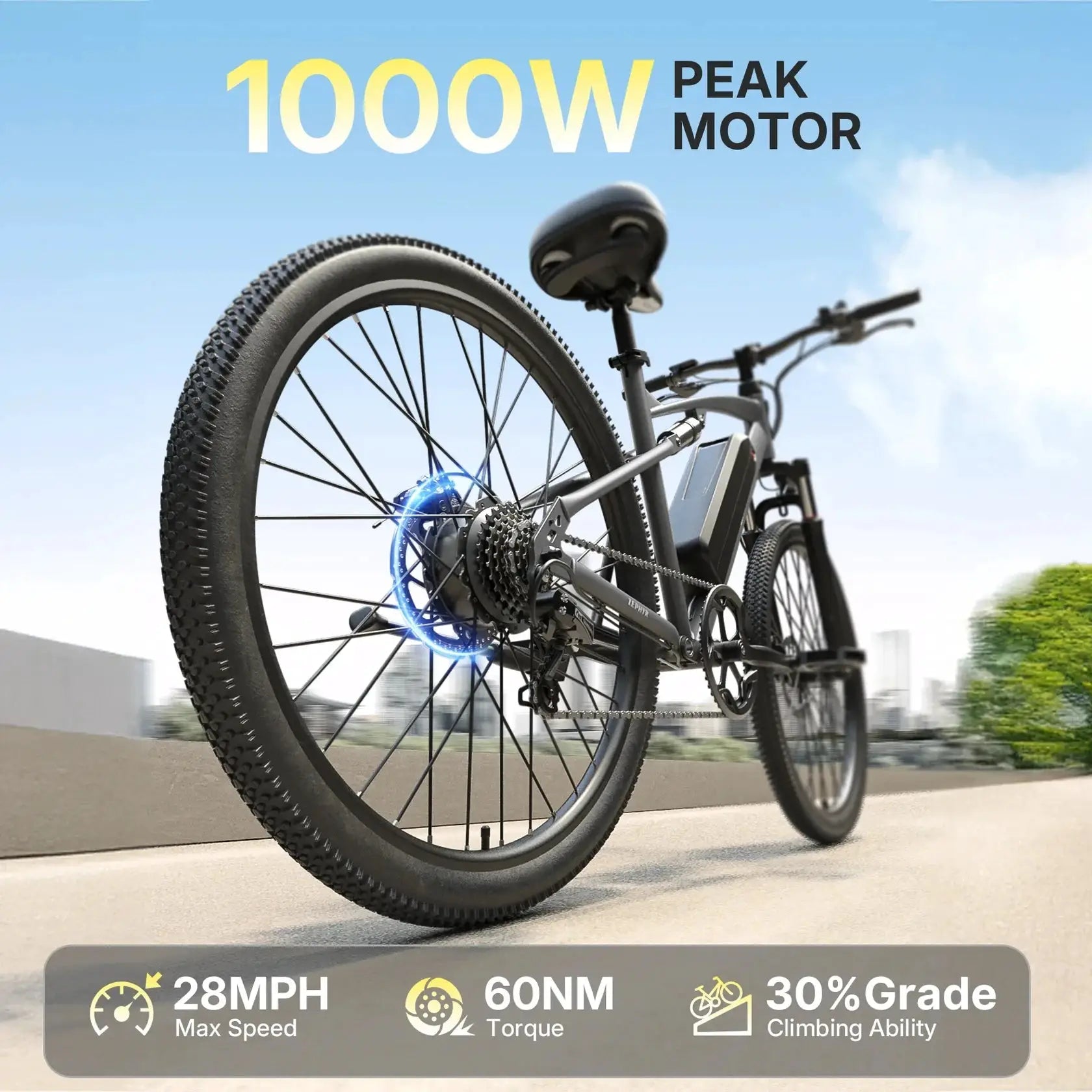 QRONGE Zephyr Electric Bike for Adults 1000W Peak Motor 486Wh Battery Mountain Electric Bicycle 26'' Tire Full Suspension E-bike by Beastly Survival Outlet