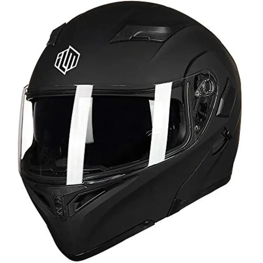 Motorcycle Dual Visor Flip-up Modular Full Face Helmet DOT Model 902/902L for urban riding polycarbonate shell matte black fini by Beastly Survival Outlet