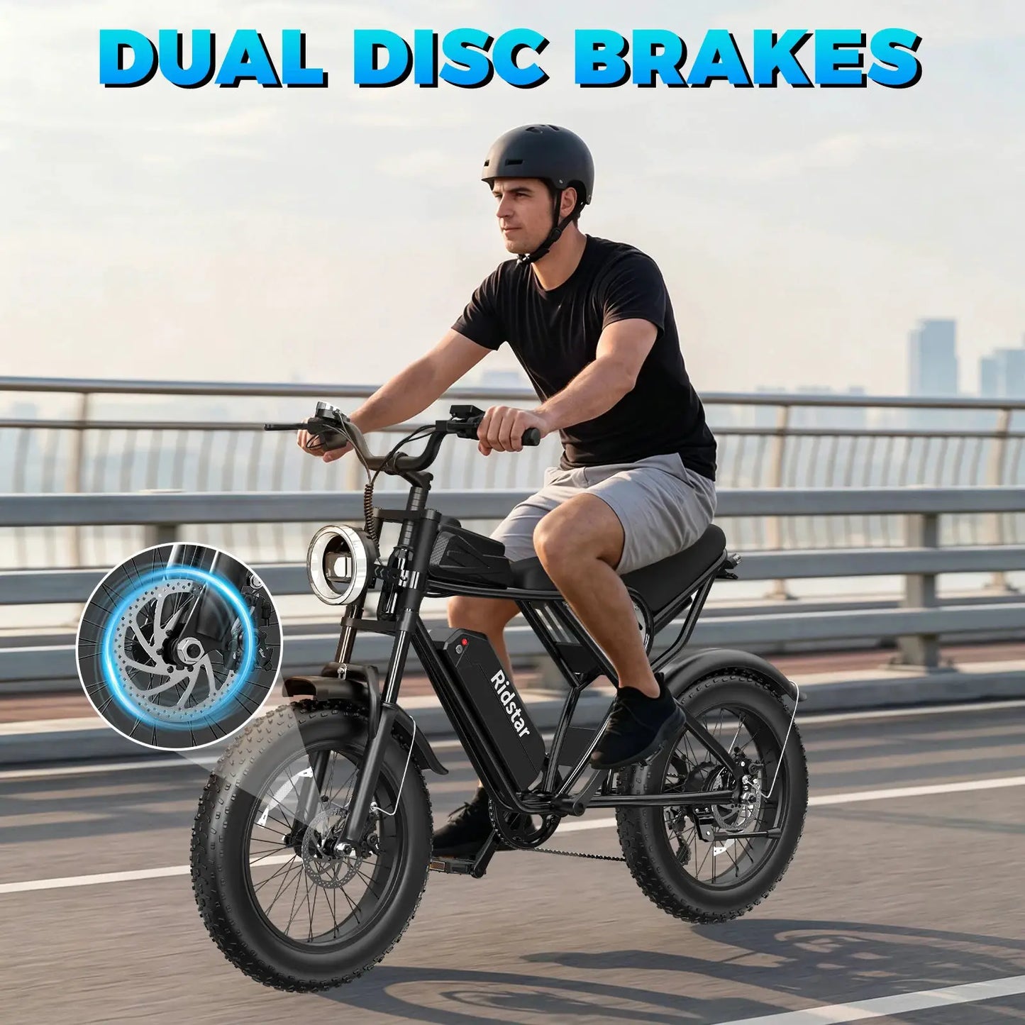 Ridstar Q50LITE 1500W Electric Bike for Adults Max 31MPH Battery 48V 15.6AH E-Bike Electric Bicycle 20x4" Fat Tire Mountain Bike by Beastly Survival Outlet
