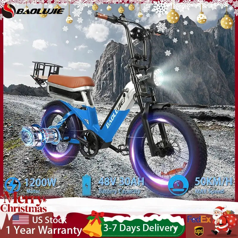 BAOLUJIE 2033 Electric Bike for Adults，1200W 48V 30AH Electric Bicycle，50KM/H Max Speed， Mountain E bike UL2849【1 Year Warranty】 by Beastly Survival Outlet