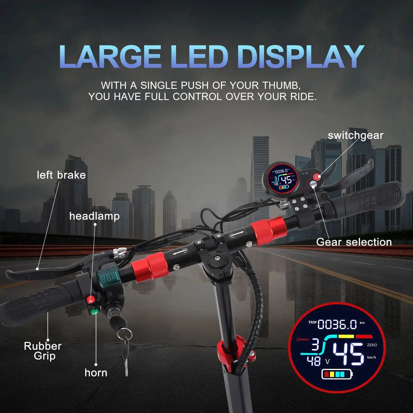 Freeboy 800W Off Road Folding Electric Scooter For Adults XL by Beastly Survival Outlet
