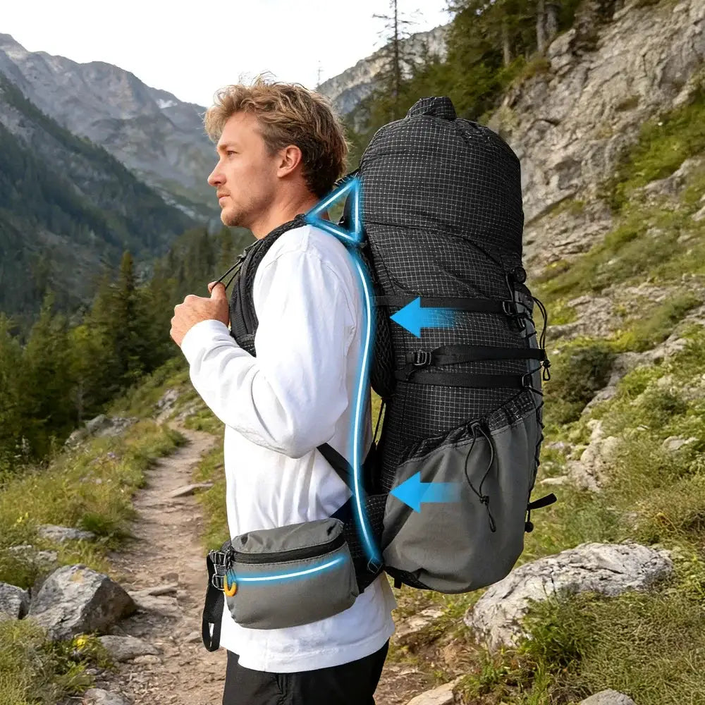 Night Cat Internal-frame Hiking Backpcack: 50L / 60L / 70L Roll Top Lightweight Travel Backpack with Rain Cover for Men Women Hiking Camping Backpacking by Beastly Survival Outlet