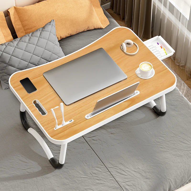 Portable Laptop Table With USB Light Cup Holder Foldable