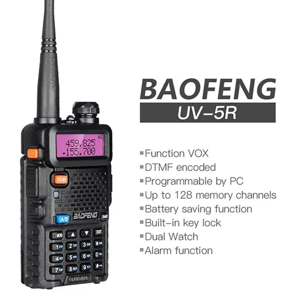 Baofeng UV 5R Dual Band 5W Walkie Talkie 2 Pack Long Range