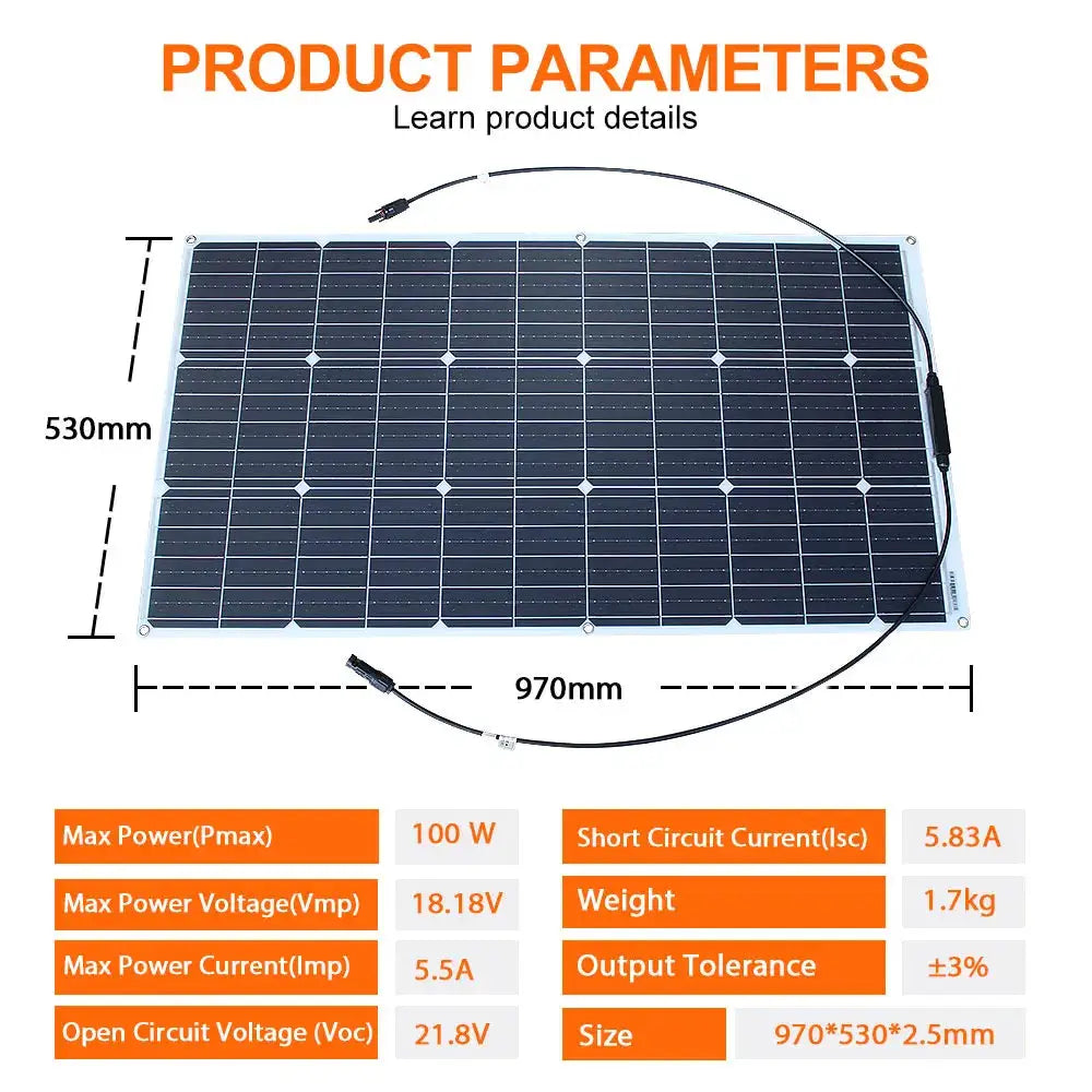 Ultra Flexible Solar Panel Kit 100W 200W 300W 12V 24V Charge by Beastly Survival Outlet