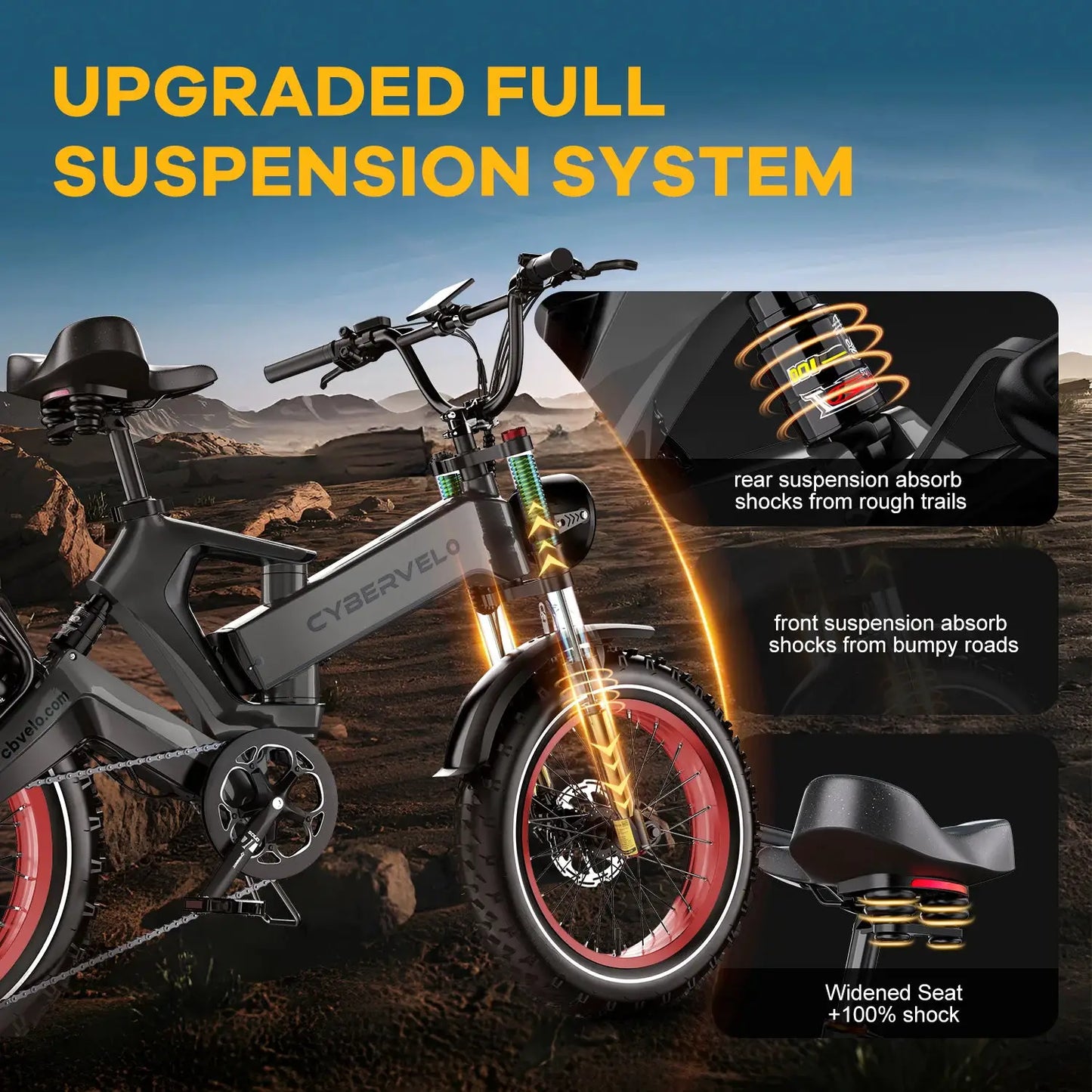 Cybervelo 20” Fat Tire 2000W Peak Motor Luxury Foldable ebike,48V Removable Battery E Bicycle, 35+ MPH 100+Miles Long Range EK6 by Beastly Survival Outlet