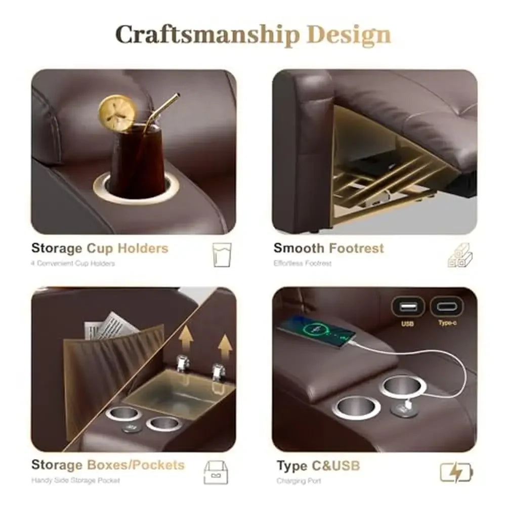 Massage Reclining Loveseat With Storage Console USB C PortRV