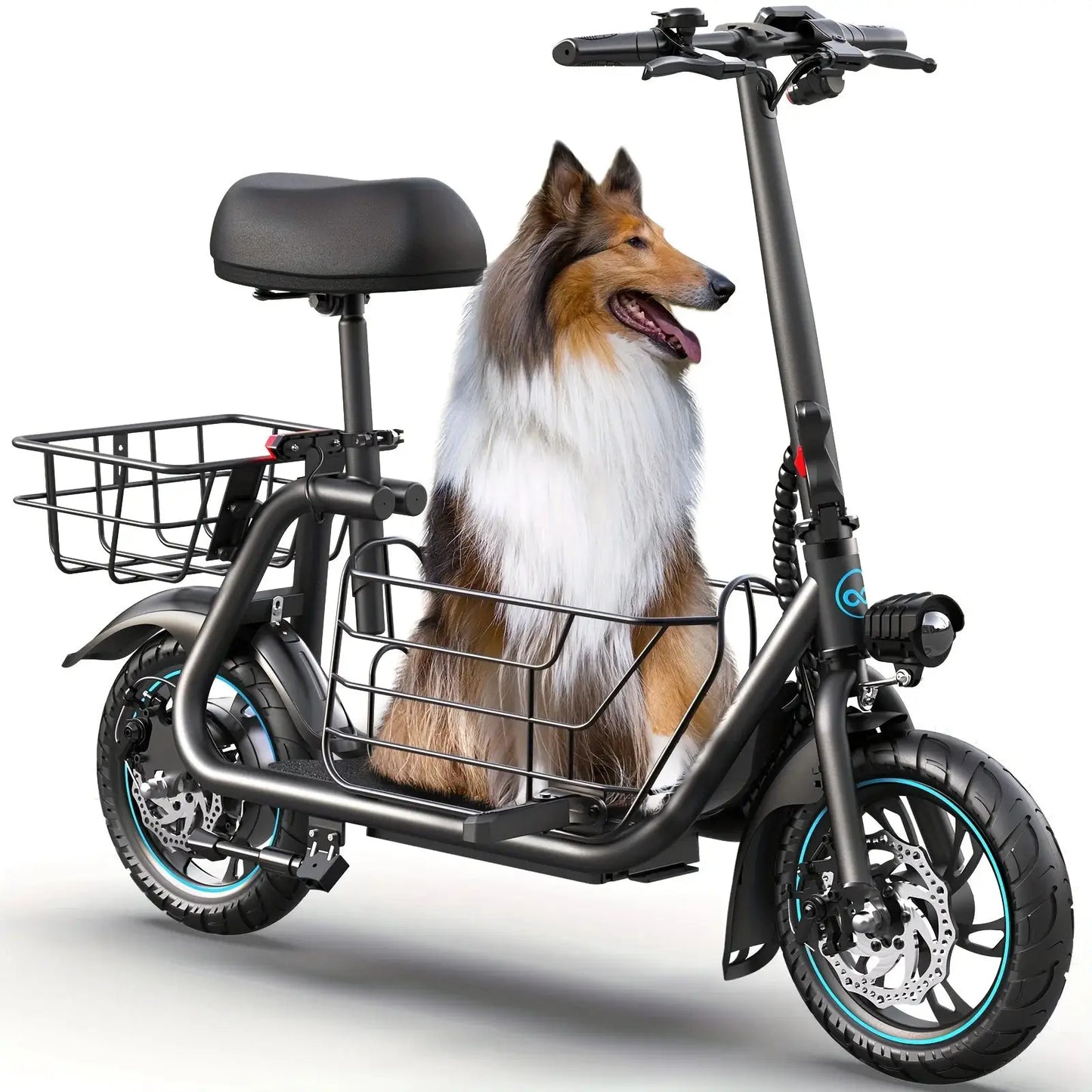 Gyroor Electric Scooter with Basket for Pet, 3 Riding Modes Foldable Electric Scooter for Adults - up to 20 Miles 18.6MPH by Beastly Survival Outlet