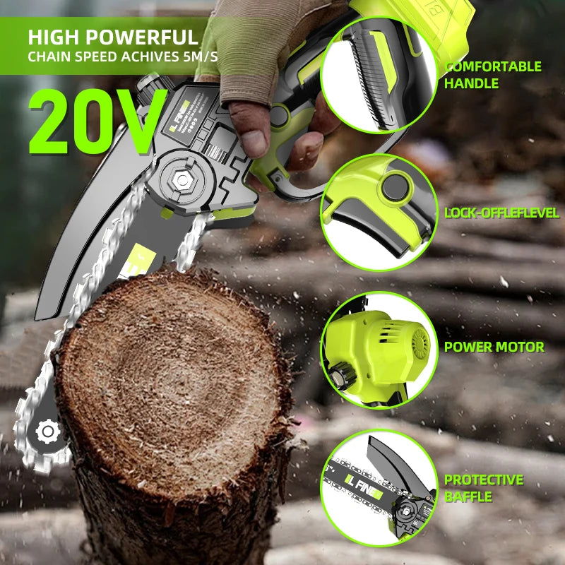 Mini Chainsaw Woodworking Portable 6 Inch Electric Logging Saw