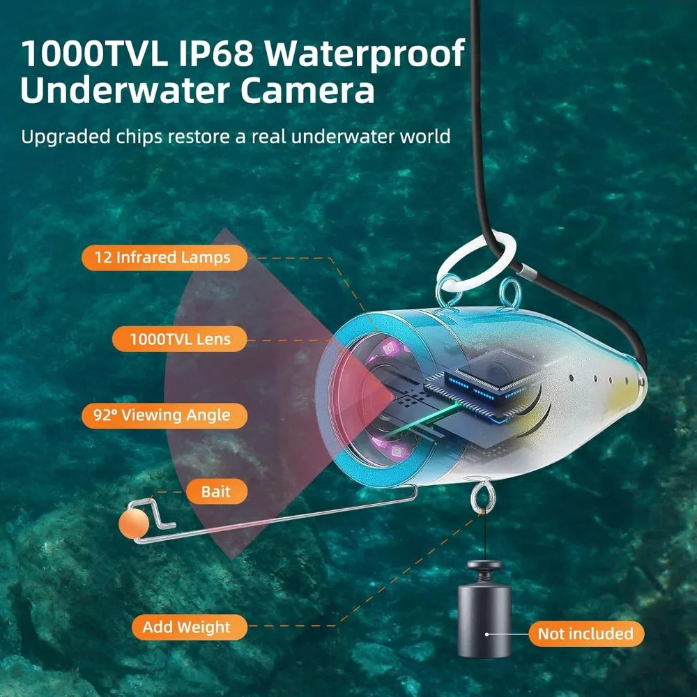 Underwater Fishing Camera 7 Inch LCD Infrared Finder 1000TVL