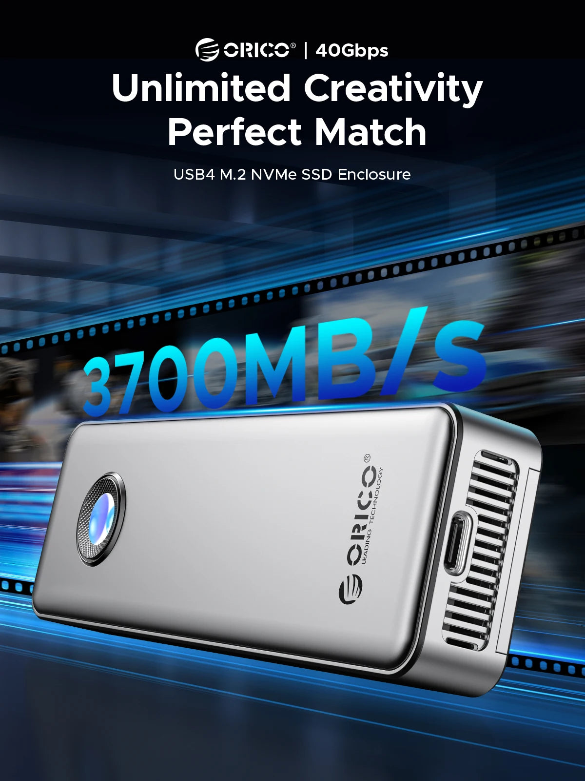 Orico RGB USB4 40Gbps M2 NVMe SSD Enclosure 8TB Fan AluBodyX