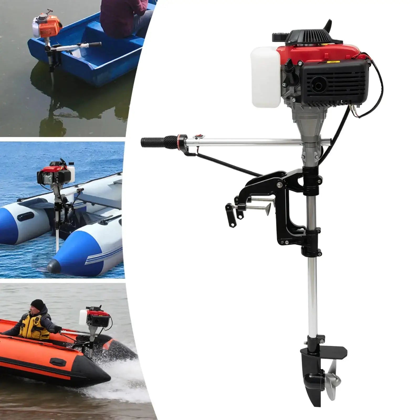 4-Stroke 4HP Boat Outboard Motor 53.2CC, Boat Engine with Air Cooling System for Inflatable Boats, Fishing Boats by Beastly Survival Outlet