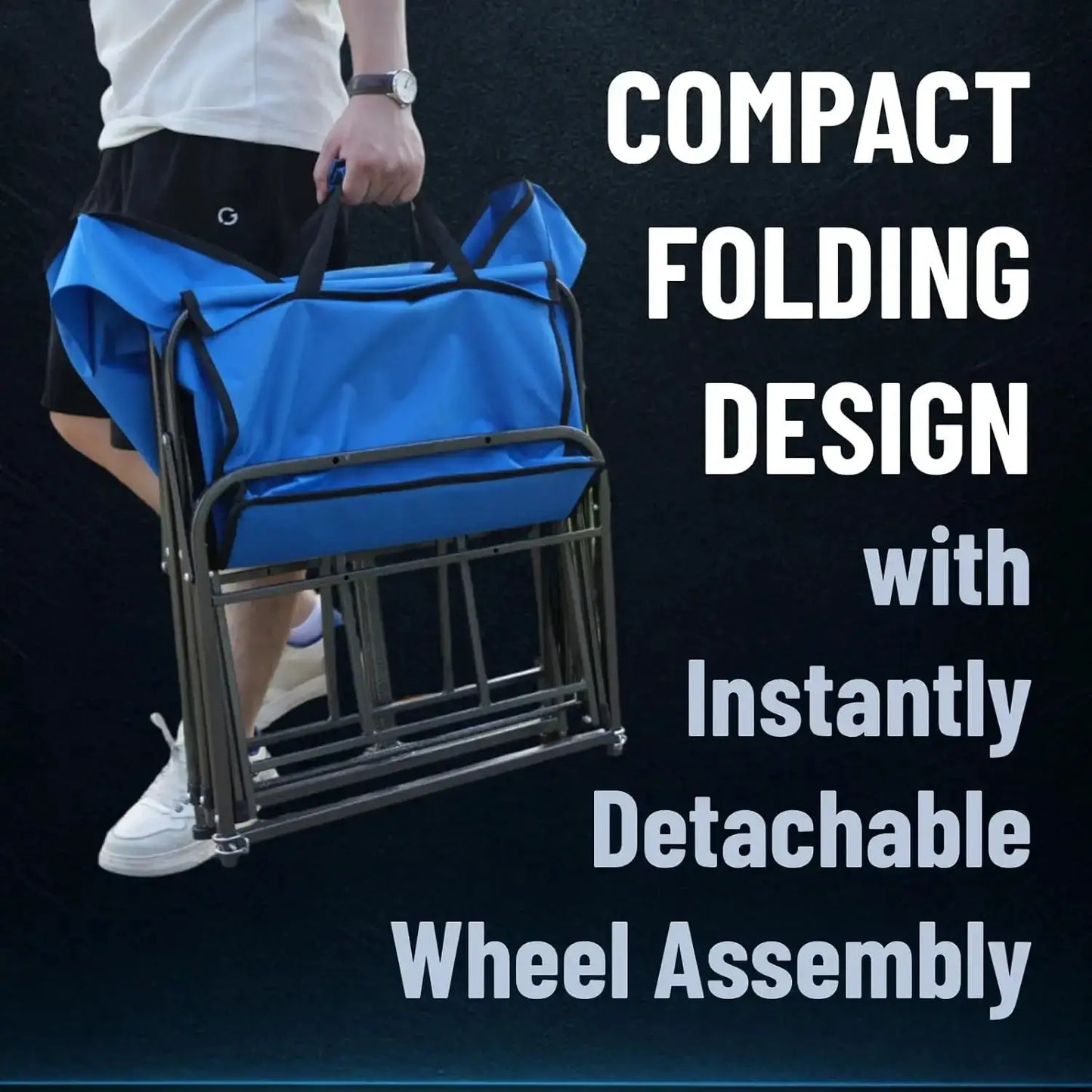 Beach Wagon with Balloon Wheels and Folding Chair Racks Collapsible Cart with Big Wheels for Sand Heavy Duty 300 lbs Capacity by Beastly Survival Outlet