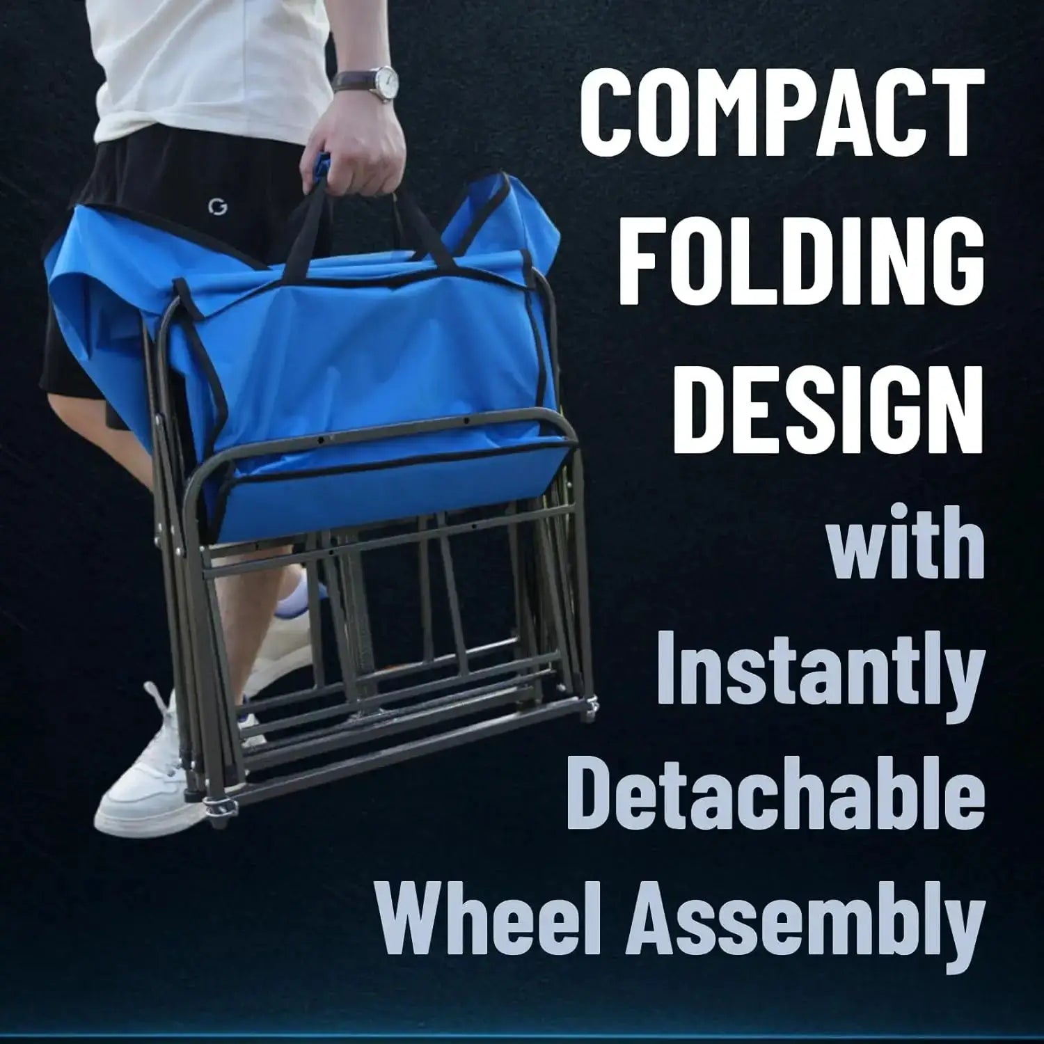 Beach Wagon with Balloon Wheels and Folding Chair Racks Collapsible Cart with Big Wheels for Sand Heavy Duty 300 lbs Capacity by Beastly Survival Outlet