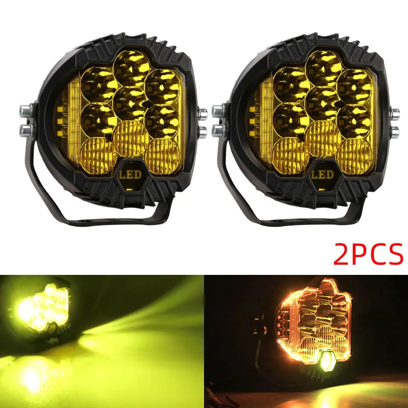 5 Inch 90W Car LED Spotlight Auxiliary Driving Lamp Yellow Pair